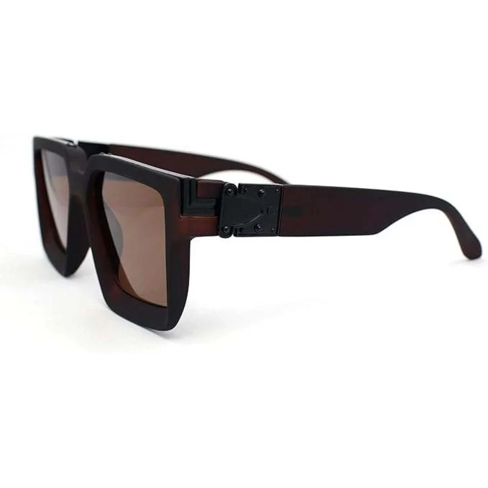 Men's Oversized Square Sunglasses‎ Brown Tinted Lenses Bold Frame Style Lentes